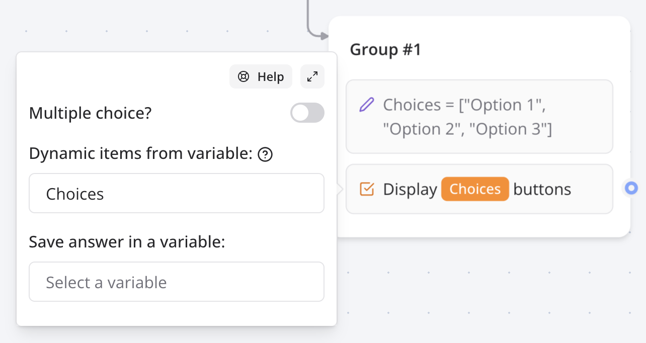 Configuring dynamic button list from a variable