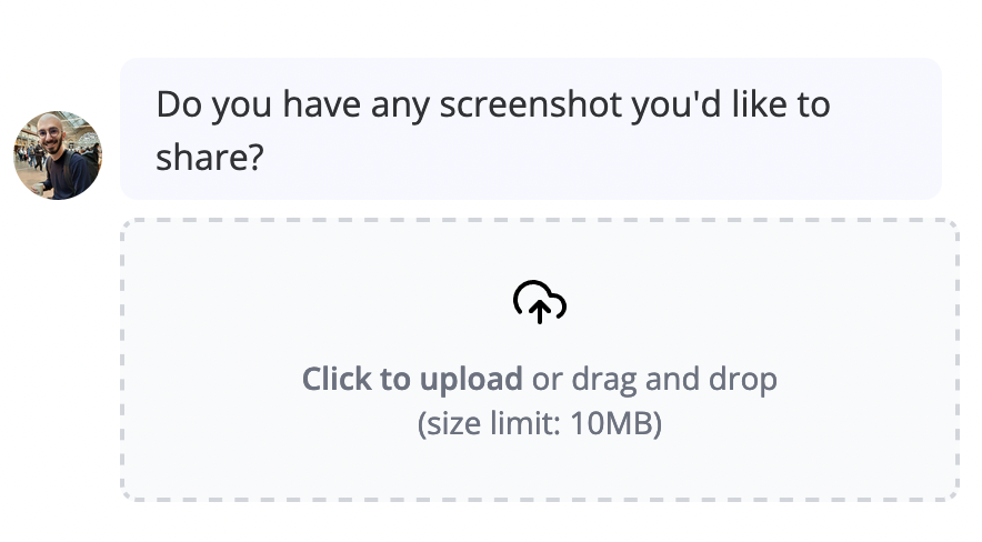 File Upload input block displayed in the bot interface
