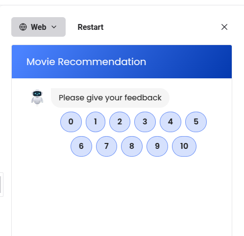 Net Promoter Score displayed in the bot interface