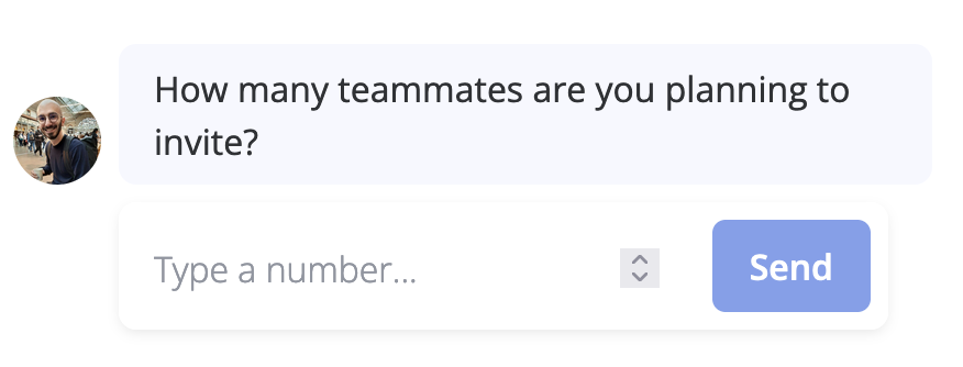Number input block displayed in the bot interface