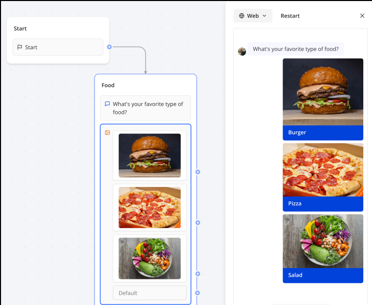 Configuring the Picture Choice input block in the Flow Editor
