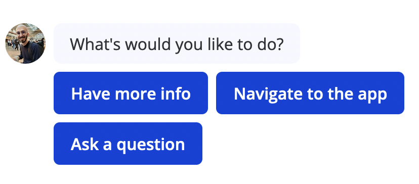 Single-choice buttons displayed in the bot interface