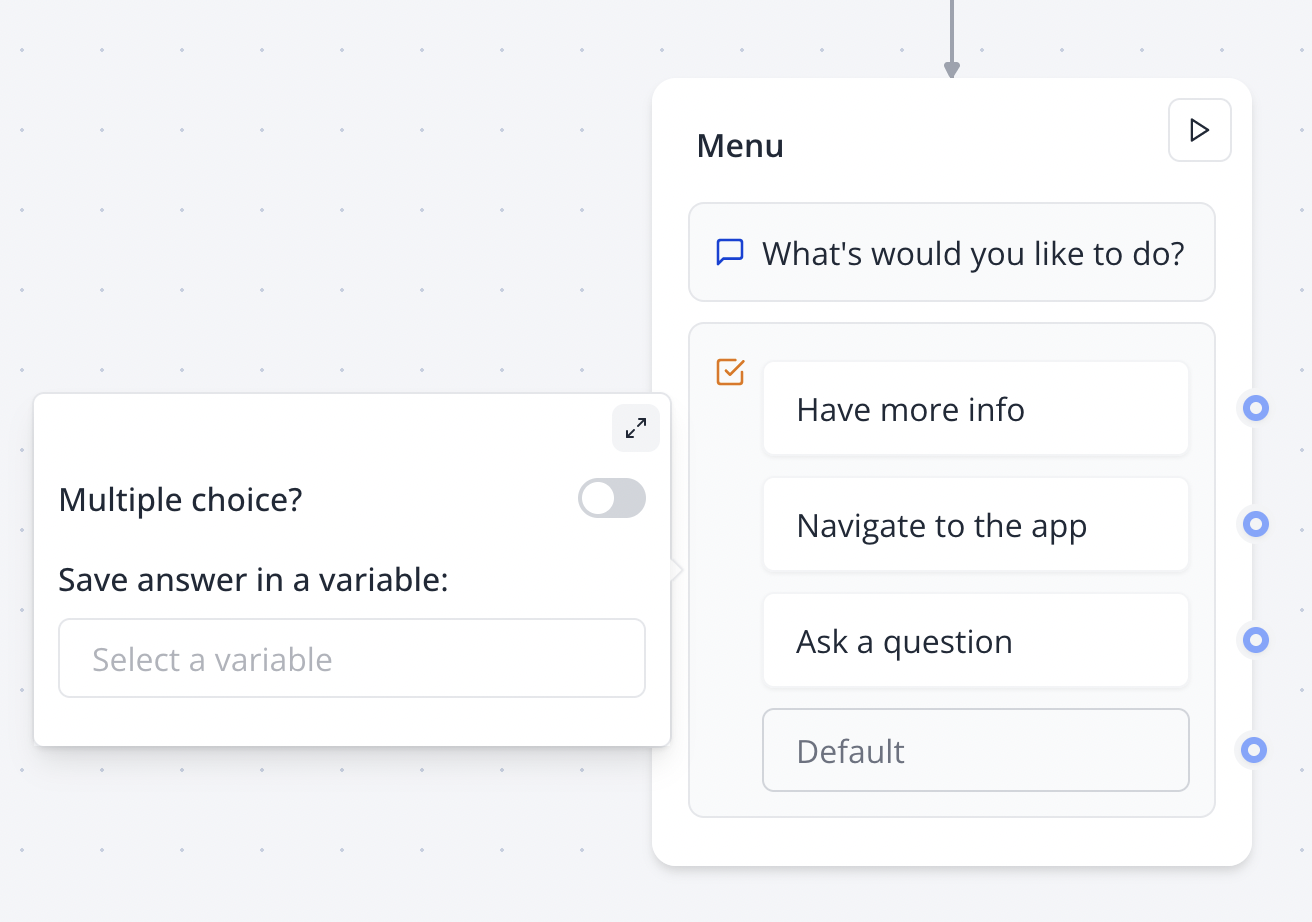 Configuring single-choice buttons in the Flow Editor