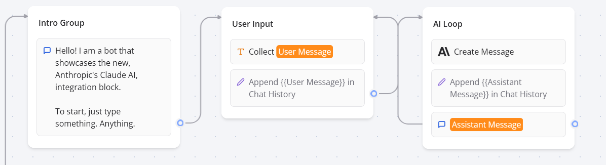 Appending message history for Claude AI in the Flow Editor