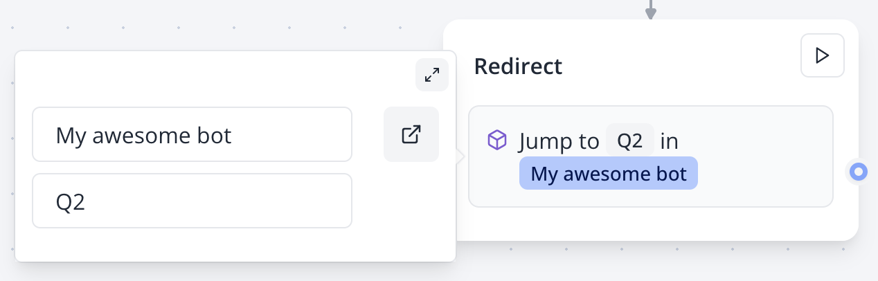 Configuring the Link to Bot block in the Flow Editor