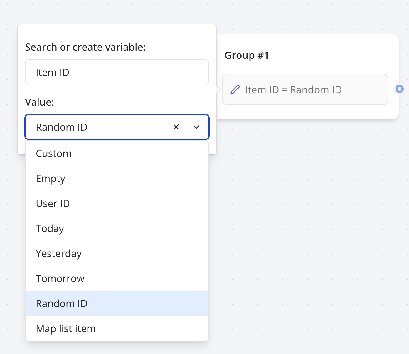 Set Variable Block Interface