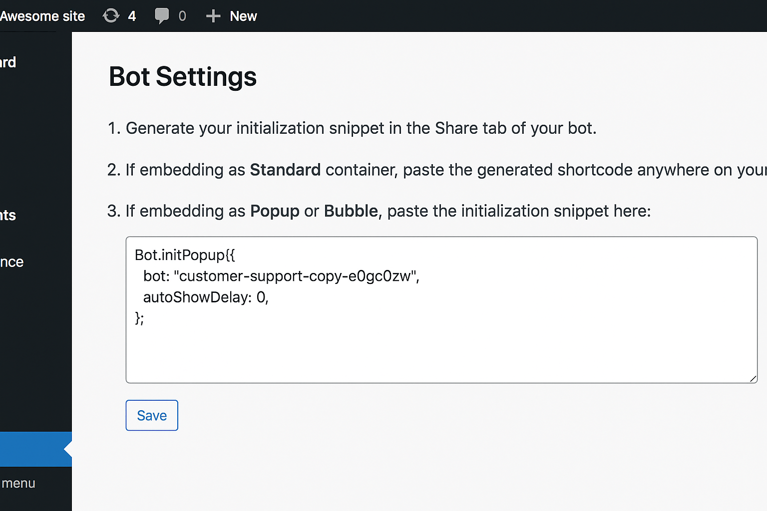 WordPress plugin embed preview