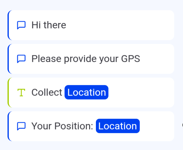 WhatsApp location collection flow in editor