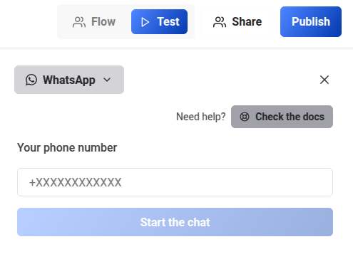 WhatsApp runtime selection dropdown